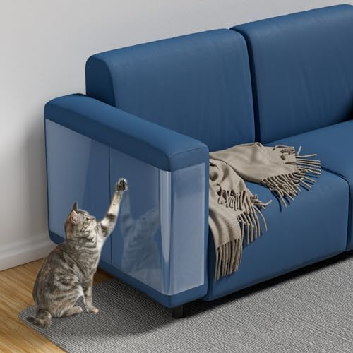 NO PINS Pain Cat Scratch Furniture Protector-16 Pack Thicken Self-Adhesive Single Side Couch Protector from Cat Claws,Furniture Protectors from Cats Scratching,Anti Scratch Deterren Protectors (16PC)