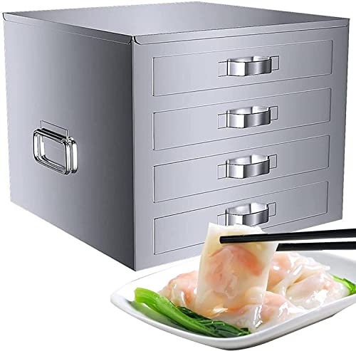 Generisch Chang Fen-Dampfgarer aus Edelstahl, 4-lagiges kantonesisches Kochgeschirr für Haushaltsküche, 53 x 53 x 43 cm, perfekter Rolldampfer für Reis-Nudel-Rollen-Maschine