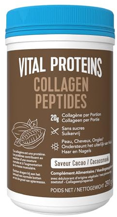Vital Proteins - Collagen Peptides saveur Cacao - Complément alimentaire poudre - Peptides de Collagène - Peau, Cheveux, Ongles, Os, Muscles - 10 à 20g de collagène par portion - 297g