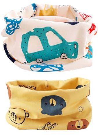 EYVRPAU Bebé Algodón Braga Cuello 2 PCS Pañuelos de Cuello de Bebé de Invierno Bufanda de Cuello Redondo para Niños Multipropósito a Prueba de Viento Cálido Cuello de bufanda de algodón