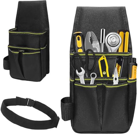 OWLMATE Ceinture Porte Outil Ceinture Outils Amovible et Réglable Sac à Outils pour Hommes,pour électriciens,Charpentiers,Ouvriers du bâtiment Noir-Vert