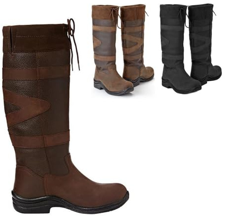 JIAYUTOO Bottes D'équitation Chaussures à Lacets En Cuir PU Bottes D'équitation Légères Pour Femmes, Dames (Light Brown,40)