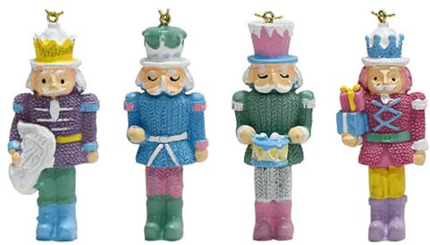 4Pcs Candy Schiaccianoci Statua Decorazioni Natalizie Miniature Schiaccianoci Pupazzi Figure Giocattolo Vacanza Appeso Ornamenti