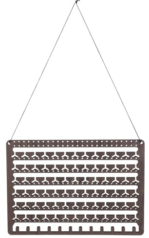 WRITWAA Estante de Madera para Joyas Colgante, Expositor de Pendientes y Collares, Soporte Mural Café Rectangular, Organizador de Accesorios para Mujer, Uso en Pared para Joyería