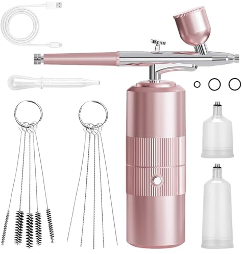 Juego de aerógrafo con compresor: pistola pulverizadora inalámbrica, kit de aerógrafo, pistola de aerógrafo portátil con compresor, recargable por USB, juego de pistola pulverizadora de mano para la