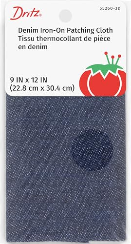 Dritz Denim Iron-On Patching Cloth, 9 x 12-Inch, 1 Count, Dark Blue