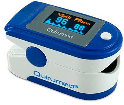 Quirumed OXYM4000 - Pulsioxímetro de dedo con onda plestimográfica y cargador a corriente eléctrica