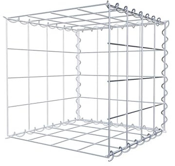 GABIONA Cesta de piedra de gavión rectangular, malla de 10 x 10 cm, profundidad de 40 cm, cesta de cultivo tipo 2, cierre de espiral, galvanizado (40 x 40 x 40 cm)