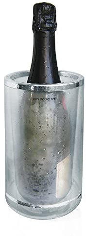 Vin Bouquet FIE 028 Seau à glaçons double paroi, refroidisseur de bouteille, couvercle de bouteille de vin, 24 x 13.5 x 13 cm