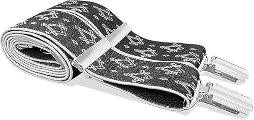 Frimurarsamlingen – herrhängslen (sar) med fyrkant och kompass – X-typ design – justerbar och elastisk – i guld/silver – en perfekt frimurarpresentaccessoar för frimurare män, Svart/silver, en storlek