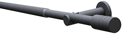 GARDINIA Gardinenstangen-Set Elba, Komplettgarnitur inkl. Befestigungsmaterial, Vorhangstange, Länge 120 - 210 cm, Metall, Steingrau