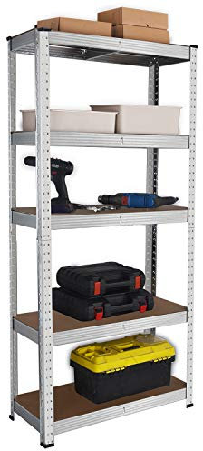 House of Home - Heavy Duty Garage Shelving Unit - Industrial Strength Shelf Unit Racking with 5 MDF Shelves, Ideal for Garage, Shed, Warehouse Storage 875 kg Max Load 70 x 30 x 150cm