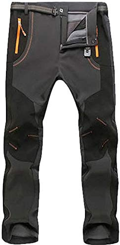NXDRS Pantalones forrados de forro polar Softshell de invierno para el aire libre con bolsillos con cremallera. Pantalones de trekking Softshell, impermeables, de senderismo
