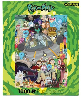 AQUARIUS Rick and Morty Cast Puzzle (1000 Piece Jigsaw Puzzle) - Glare Free - Precision Fit - Virtually No Puzzle Dust - Officially Licensed Rick and Morty Merchandise & Collectibles - 20x27 Inches