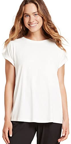 Boody | Women's Downtime Lounge Top | Organic Bamboo Loungewear | Pyjama T-Shirt | Natural White | Medium