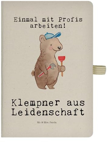 Mr. & Mrs. Panda DIN A4 Baumwoll Notizbuch Klempner Leidenschaft - Geschenk, Schenken, Gesellenprüfung, Arbeitskollege, Danke, Journal, Fachbetrieb,