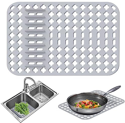 Towviy Silikon Spülbeckenmatte, Spülbeckeneinlage 40 * 29 * 0.7cm Spülbeckenschutz Abtropfmatte Matte rutschfeste Spülbecken Matte für Spülbecken für Küche