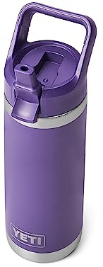 Yeti Rambler 18 oz Bottle, Vacuum Insulated, Stainless Steel with Straw Cap, Peak Purple