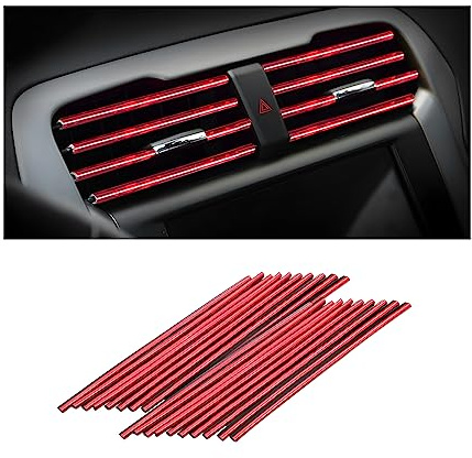 CGEAMDY 20 Tiras Decorativas para Rejillas de Aire de Coche, Rojo Hielo