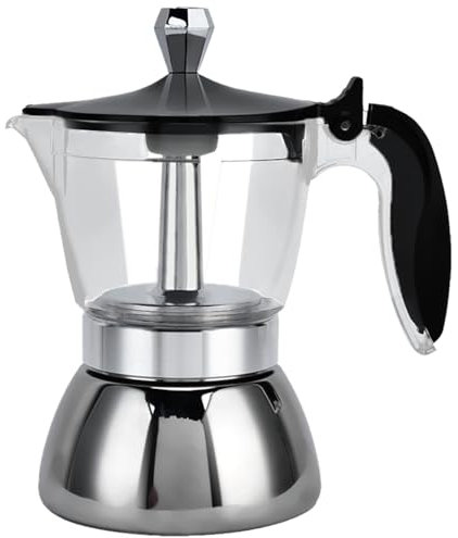 Tbest Estufa Esso Percolador Transparente Moderno Acero Inoxidable 4 Tazas de Acero Inoxidable Estufa Moka Pot Suministros de Cocina