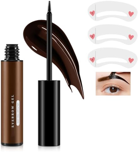 Boobeen Wasserfestes Augenbrauengel mit Peel Off Brauengel Kit, Semi-Permanente Natürliche Farbe, Augenbrauen Färbecreme mit 3 Augenbrauenschablonen für Anfänger