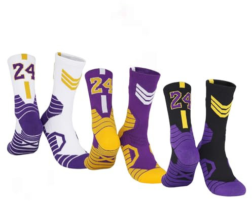 MAHZA Unisex Elite Basketball Socken Teamnummer Athletische Baumwollsocken Fans Geschenk (24-3,F)