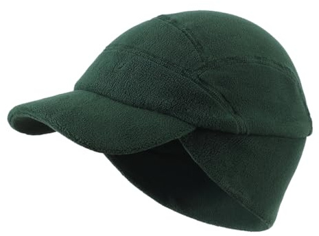Magracy Bonnet d'hiver en polaire avec visière pour homme - Unisexe, vert foncé, Taille unique