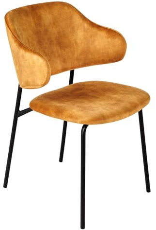 Riess Ambiente Design Stuhl Vogue senfgelb Samt Schwarze Metallbeine, Stuhl für Dein Esszimmer, Esszimmerstühle, Bürostuhl, Stoffbezug
