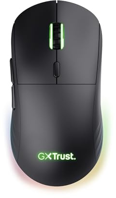 Trust Gaming GXT 927 Redex+ Wireless Gaming Mouse 25K DPI Ultra Low Latency 2.4GHz, 94 Hrs Playtime, Kailh Switches, 6 Programmable Buttons, RGB Rechargeable Mouse for PC Computer Laptop - Black