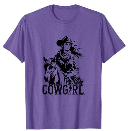 Confident Cowgirl Equitación Caballo Niñas Mujeres Retro Camiseta