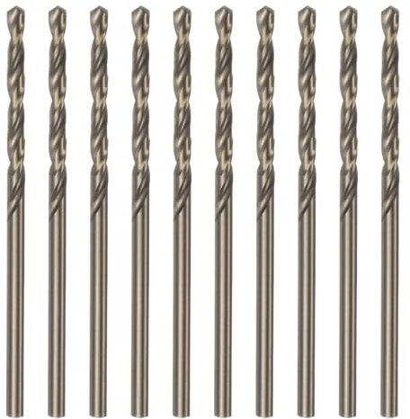 sourcing map 10pcs Cobalt Jobber Drill Bits 2.7mm / 0.106 M35 High Speed Steel HSS Twist Drilling Bit Tool for Stainless Steel Copper Wood Plastic and other Hard Materials