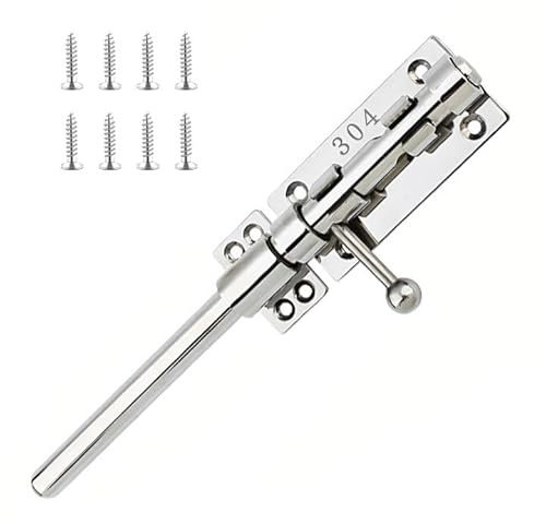 Forhandy 304 Edelstahl Türriegel, Bolzenriegel Verdickte Riegelschloss 14 mm Dick Türriegel Außen mit Vorhängeschloss Loch, Tür Riegel für Haus Hof Garten Tor Zaun (25cm)