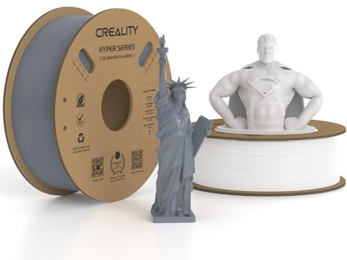 Creality Hyper PLA Filament 1.75 mm 2 KG, 30-600 mm/s High Speed PLA 3D Printer Filament, 2 Pack 1 KG Spool(2.2 lbs), Dimensional Accuracy +/-0.03 mm, for Most 3D Printer (Grey & White)