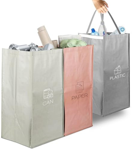 BORDEAG Mülltrennsystem 3fach, Altglas Sammelbehälter, Pfandflaschen Aufbewahrung, Recycling System, Leergut Sammelbehälter, Altpapier Sammler, 3-in-1 Mülleimer für Glas, Plastik und Papier