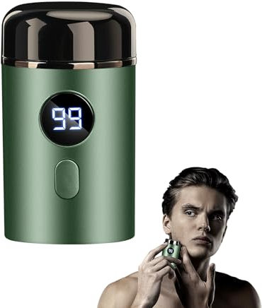 Horuili® Mini rasoio elettrico, mini rasoio elettrico portatile, mini rasoio elettrico portatile, rasoio elettrico da uomo, rasoio ricaricabile USB, rasoio lavabile a secco e umido (verde)