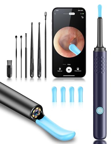Herramienta de eliminación de cera de oídos, limpiador de oídos con cámara, elimina instantáneamente la cera del oído, lente de cámara HD 1080P y juego de 7 piezas de oídos, kit de limpieza de oídos