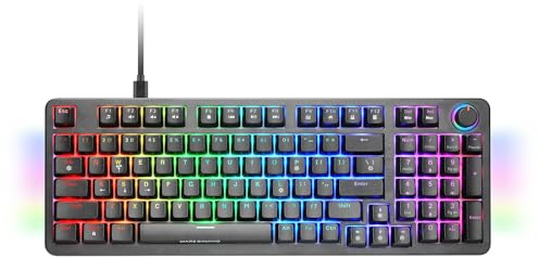 Mars Gaming MKPRO, Teclado Mecánico Gaming Completo, RGB Chroma, Switches Hot-Swap Mecánicos, Antighosting, Rueda de Control, Software Avanzado, Multiplataforma, Switch Silent, US, Negro