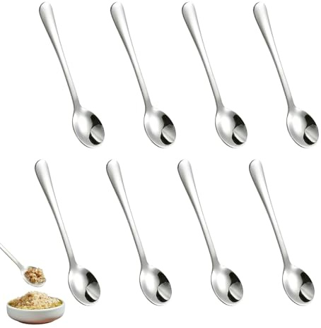 8 Stück Espressolöffel,Kleine Löffel,Teelöffel,Kaffeelöffel Edelstahl,Espressolöffel Mini,Latte Macchiato Löffel,Espresso löffel,Gewürzlöffel,Eierlöffel Tiny für Gewürzgläser,Dessertlöffel,Esslöffel