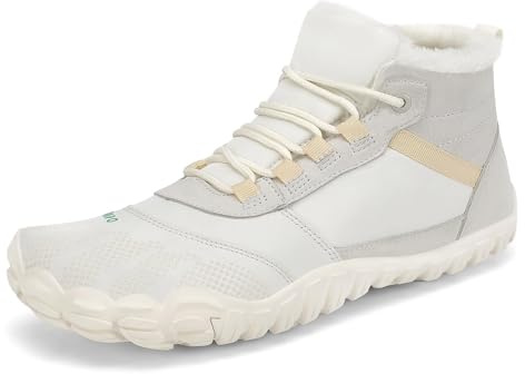 SAGUARO Barfuss Schuhe Damen Winter Barfußschuhe Damen Wasserabweisend Barfuß Winterschuhe Warm Gefüttert Winterstiefel Beige, Gr.40
