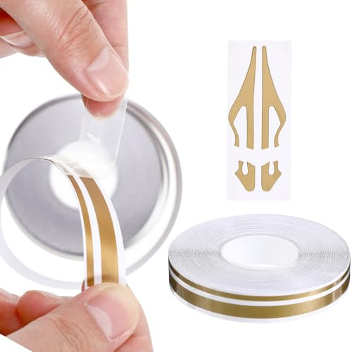 AKOOSY Calcomanía de Pinstripe Adhesiva Dorada para Coche Cinta de Vinilo PVC Resistente al Sol para Vehículos Motos Camiones y Remolques