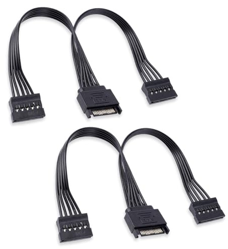 GERUI Set med 2 SATA Power Y-splitterkablar 15-stift hane till hona - 31 cm - Svart