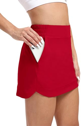 Jhsnjnr Womens Tennis Skirt with Shorts Pockets Elasticated Waist Sports Skirts Workout Golf Athletic Skort