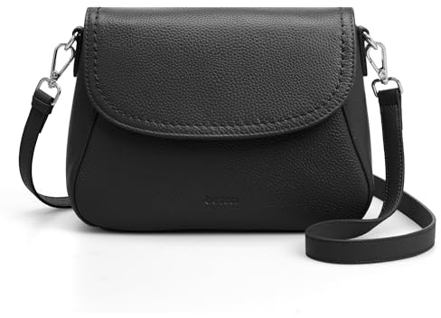 befen Black Crossbody Purse for Women Small Real Leather Shoulder Bags with RFID Blocking, Saddle Bag Purses for Women Designer Cross Body Handbags for Daily Travel