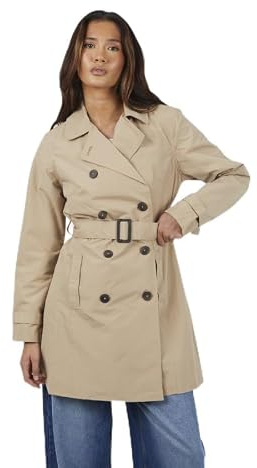 BRAVE SOUL Womens Trench Coat, Long Sleeve with Belted Casual Jacket for Ladies, UK Size - 8 TO 16