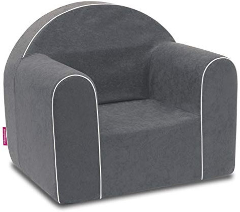 Badum - Kindersessel ab 1 Jahr - Kinder Sessel - Stabil, Bequem, aus Schaumstoff - mit Abnehmbarem Bezug, Waschbar - Geschenkidee, Geschenk zum 1 Geburtstag für Mädchen, Junge - Grau