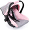 Bayer Design 67933AA Puppen-Autositz EasyGo, Puppenzubehör, passend zu Vario-Puppenwagen, mit Abdeckung, 46 cm, Jeans-grau, Rosa
