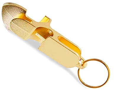 Metal Beer Shotgun Keychain & Bottle Opener, Shotgunning Tool, and Tap Opener - All in One Key Ring Gadget for Beers & More - Alcohol Drinking Game Bottle Tool (Gold)