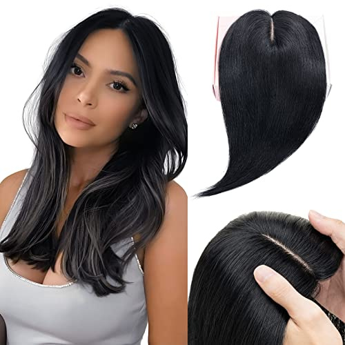 Elailite Extension per capelli umani con clip in toupet, con base in seta, 130% densità Remy Silk Base liscia, 45 cm, 57 g, #06, marrone chiaro