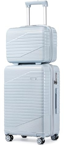 Sea choice Handgepäck Kofferset 2 Teilig Reisekoffer mit Kosmetikkoffer Hartschalenkoffer PC Bordgepäck 4 Rollen und TSA Schloss 38L, 55cm