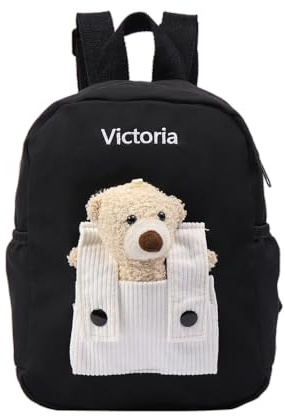 Zaini Per Bambini Personalizzati Zaino Per Bambini Con Nome Zaini Per Ragazze Borse Da Scuola Per Ragazzi Adolescenti Simpatico Orsacchiotto Regali Per Ragazze Borse Per Libri Per Bambini (Negro)